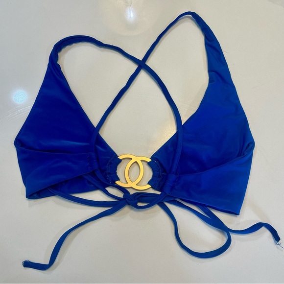 L*Space Cobolt Blue Triangle Strappy Bikini Top Size Small - Picture 3 of 4